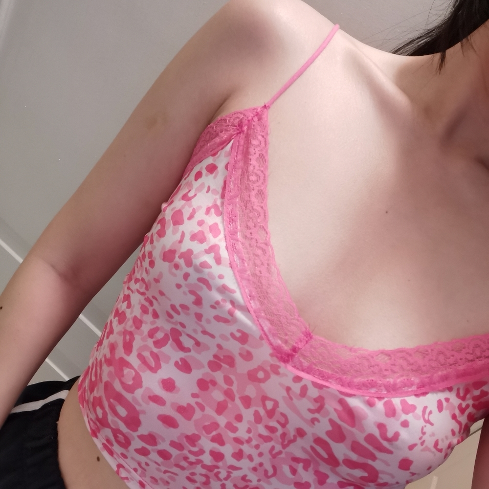 Y2k Pink leopard lace Cami tank top